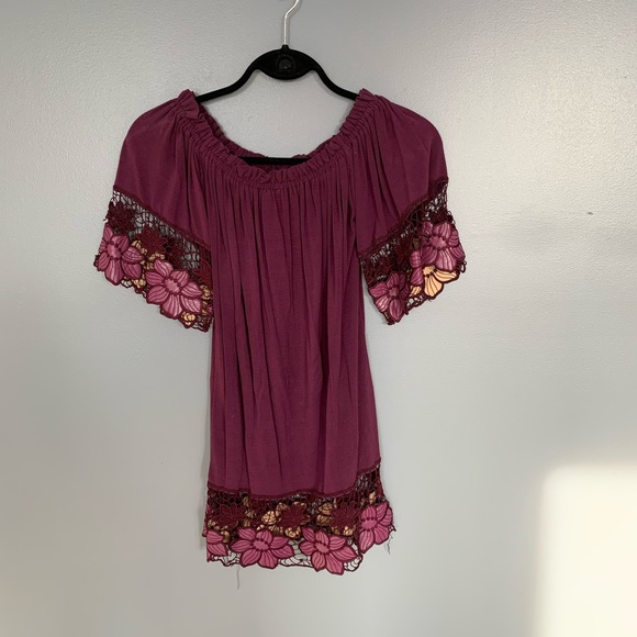 Arden B Floral Hem Top Purple Size XS - Picture 2 of 3